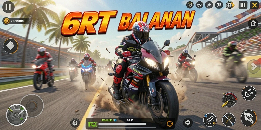 Gameplay seru 6RT dengan balapan motor penuh adrenalin.