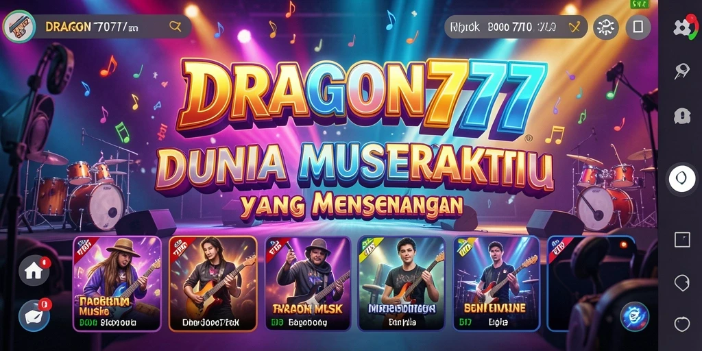 Tampilan gameplay interaktif DRAGON777 dengan musik yang mengasyikkan.