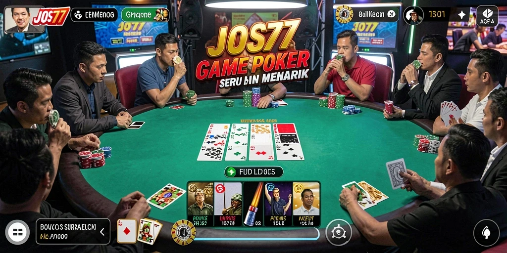 Screenshot JOS77 yang menunjukkan permainan poker yang menegangkan dan seru.