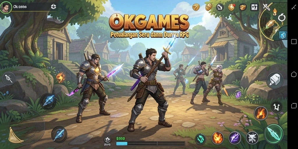 Screenshot menampilkan aksi seru dari gameplay RPG di OKGAMES.