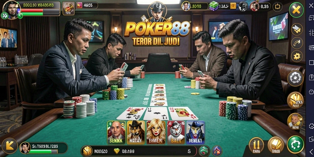 Screenshot POKER88 menampilkan suasana horor yang mencekam dan karakter misterius.