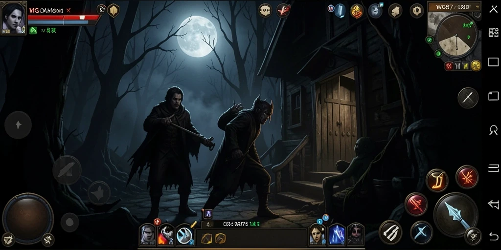 Tampilan gameplay dari WG87 dengan suasana mencekam dan hantu menyeramkan.