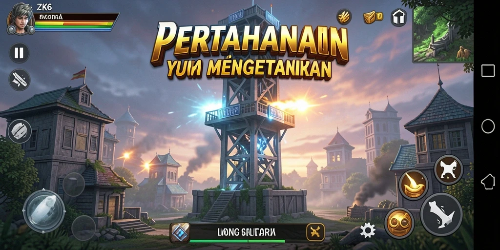 Tampilan gameplay ZK6, dengan strategi menara yang dinamis.