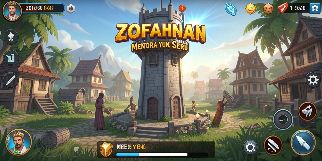 Tangkapan layar ZOFAZA menampilkan aksi menegangkan dalam gameplay Tower Defense.